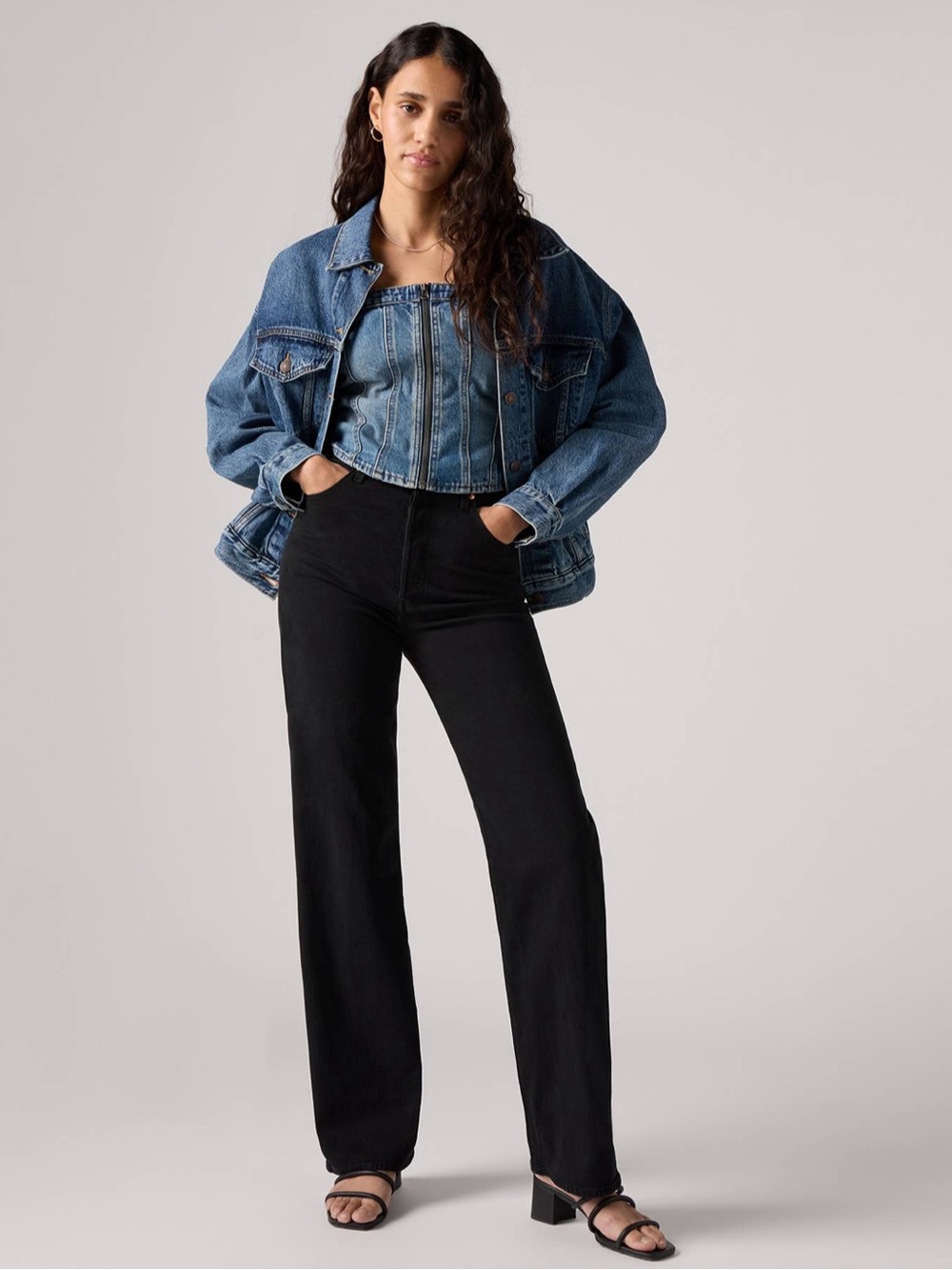 Levi's Ribcage Straight Full Length Women's Jeans — 28x32 Black Sprout
